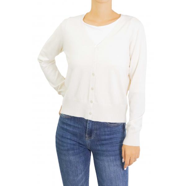 Cardigan con bottoni tinta unita con scollo a V